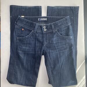 Hudson Women's Size 28 Jeans Flare dark blue double button flap back pocket